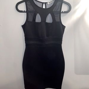 Mystic black bodycon dress with mesh